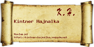 Kintner Hajnalka névjegykártya